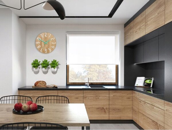 Zegar na Ścianę Nowoczesny Drewniany z Dużymi cyframi Okrągły Cichy Loft