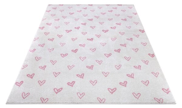 Biało-różowy dywan dziecięcy 120x170 cm Hearts – Hanse Home