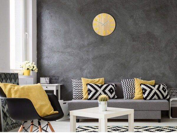 Zegar na Ścianę Nowoczesny Drewniany z Dużymi cyframi Okrągły Cichy Loft