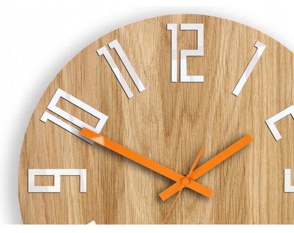 Zegar na Ścianę Nowoczesny Drewniany z Dużymi cyframi Okrągły Cichy Loft