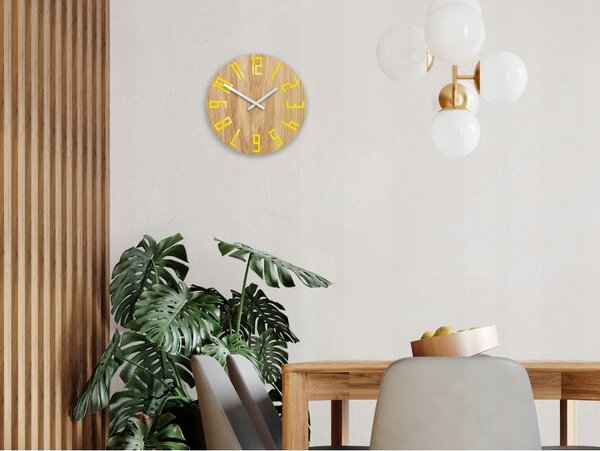 Zegar na Ścianę Nowoczesny Drewniany z Dużymi cyframi Okrągły Cichy Loft