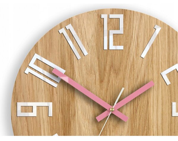 Zegar na Ścianę Nowoczesny Drewniany z Dużymi cyframi Okrągły Cichy Loft