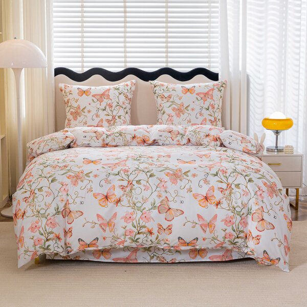 Pościel z mikrofibry ORANGE BUTTERFLY białe Rozmiar pościeli: 2 szt 70 x 80 cm | 160 x 200 cm