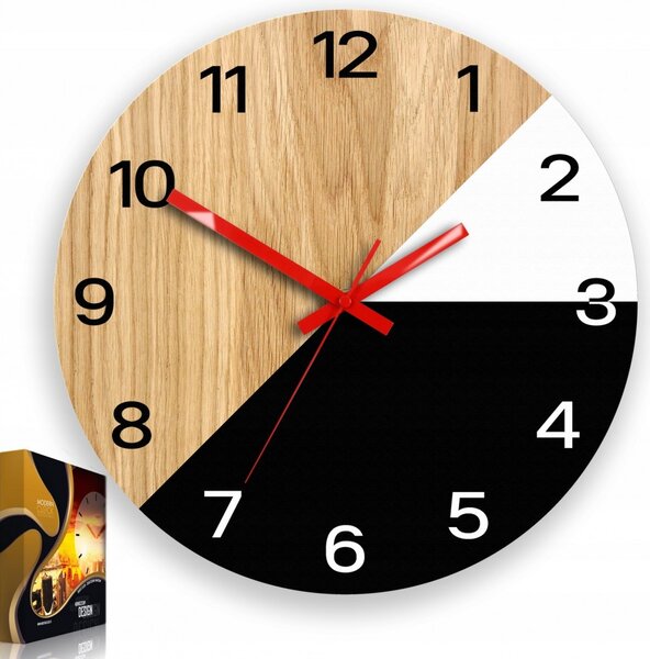 Zegar na Ścianę Nowoczesny Efektowny Okrągły Cichy do Kuchni Salonu Pokoju