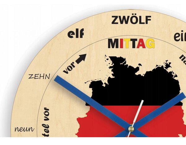Zegar na Ścianę Drewniany Nowoczesny z Cichym mechanizmem Okrągły Niemiecki