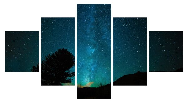 Obraz nocnego nieba z gwiazdami (125x70 cm)