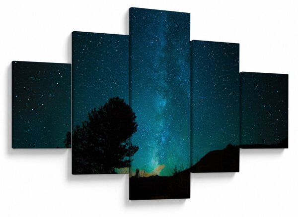 Obraz nocnego nieba z gwiazdami (125x70 cm)