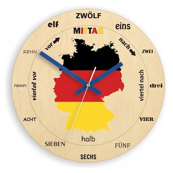 Zegar na Ścianę Drewniany Nowoczesny z Cichym mechanizmem Okrągły Niemiecki