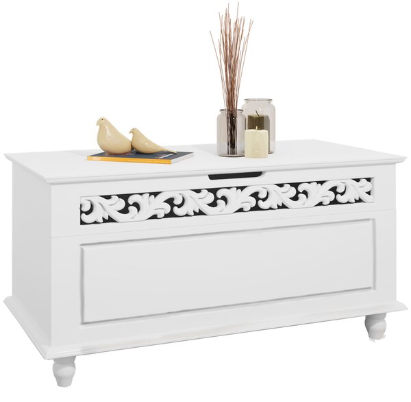 Skrzynia drewniana JERSEY, 80x40x48cm, biała Casaria
