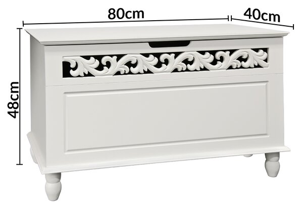 Skrzynia drewniana JERSEY, 80x40x48cm, biała Casaria