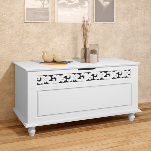 Skrzynia drewniana JERSEY, 80x40x48cm, biała Casaria