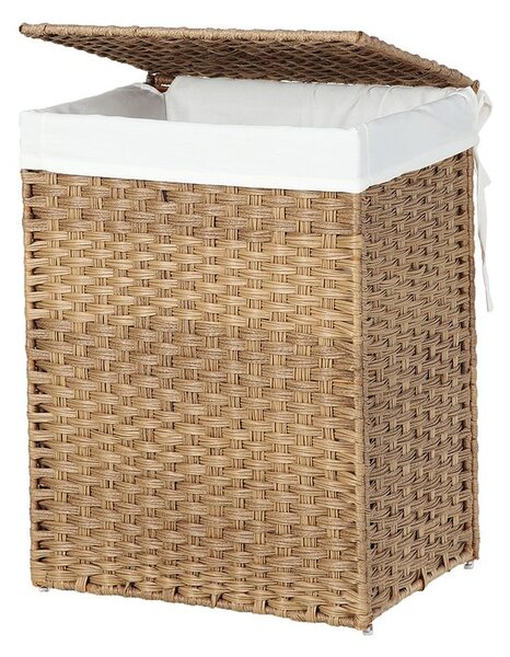Kosz na bieliznę z syntetycznego rattanu AVA, 90l, naturalny brąz SongmicsHome
