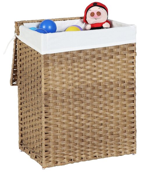 Kosz na bieliznę z syntetycznego rattanu AVA, 90l, naturalny brąz SongmicsHome