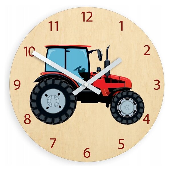 Zegar na Ścianę Cichy do pokoju dziecięcego Drewniany Nowoczesny Traktor