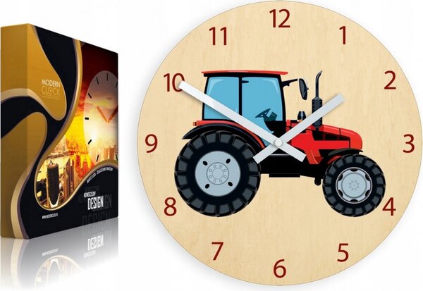 Zegar na Ścianę Cichy do pokoju dziecięcego Drewniany Nowoczesny Traktor