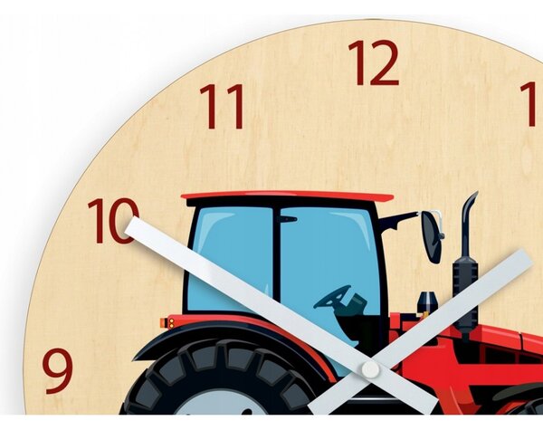 Zegar na Ścianę Cichy do pokoju dziecięcego Drewniany Nowoczesny Traktor