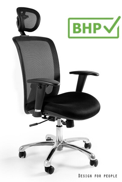Ergonomiczny fotel biurowy Expander, czarna tkanina, zgodny z normą BHP
