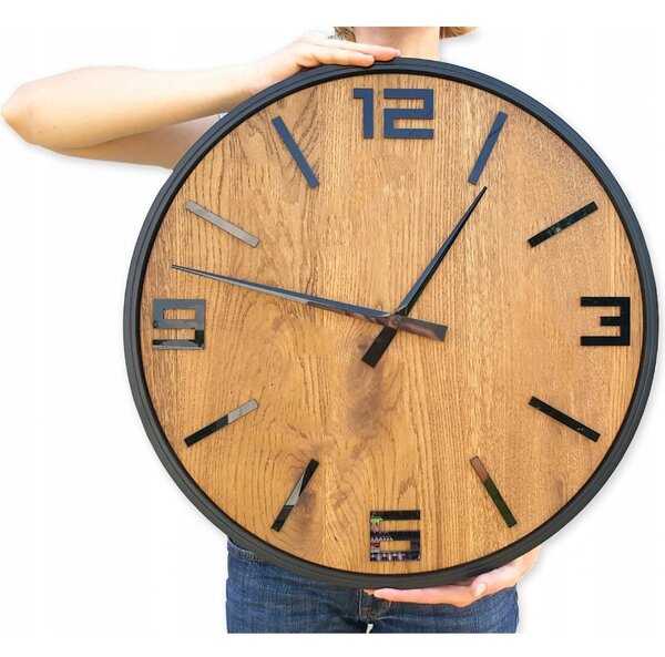 Zegar na Ścianę Nowoczesny Drewniany z Cichym mechanizmem Okrągły Solidny