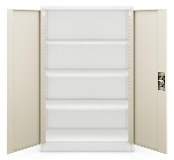 Szafa biurowa metalowa niska z 3 półkami biała/dąb sonoma, 900x1400x400 mm: KEVIN Eco Design