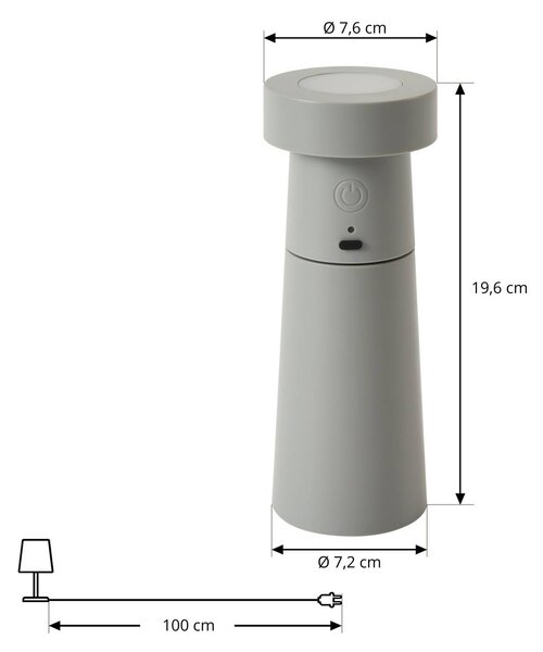 Lampa stołowa LED Salt Lucande, aluminiowy / szary / cynkowy, salon / jadalnia, tworzywo sztuczne, nowoczesny