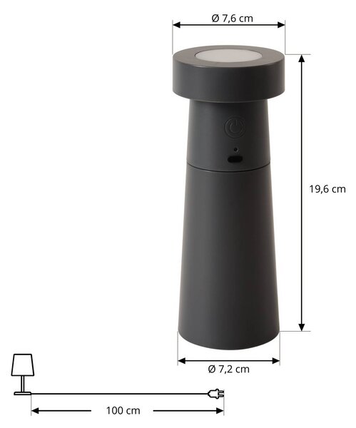 Lampa stołowa LED Pepper Lucande, aluminiowy / szary / cynkowy, salon / jadalnia, tworzywo sztuczne, nowoczesny