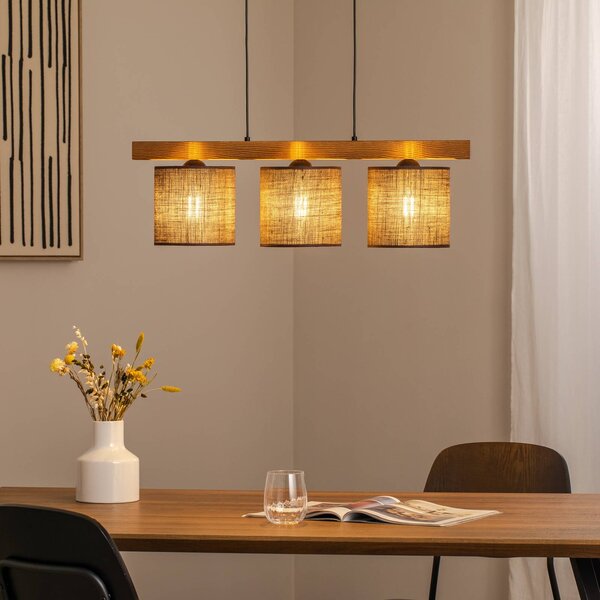 Lampa wisząca Forest Duolla, możliwość ściemniania, brązowy / rdzawy, salon / jadalnia, drewno