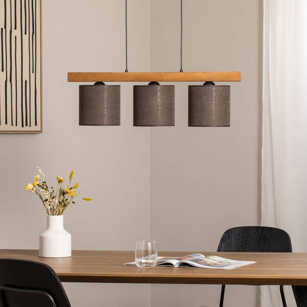 Lampa wisząca Forest Duolla, możliwość ściemniania, brązowy / rdzawy, salon / jadalnia, drewno