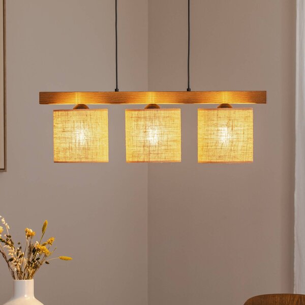 Lampa wisząca Forest Duolla, możliwość ściemniania, brązowy / rdzawy, salon / jadalnia, drewno