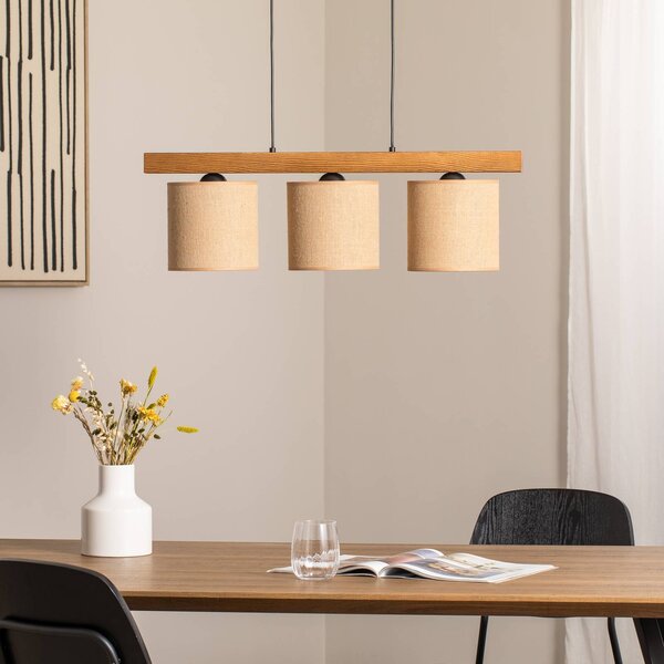Lampa wisząca Forest Duolla, możliwość ściemniania, brązowy / rdzawy, salon / jadalnia, drewno