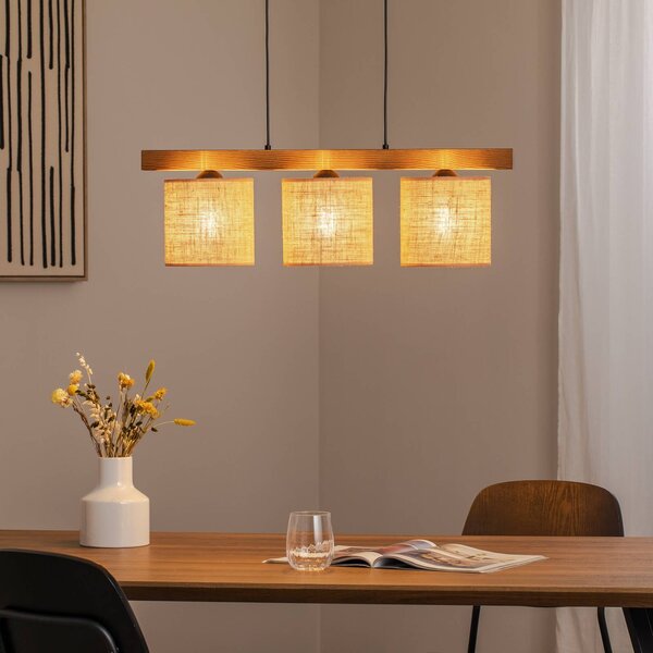 Lampa wisząca Forest Duolla, możliwość ściemniania, brązowy / rdzawy, salon / jadalnia, drewno