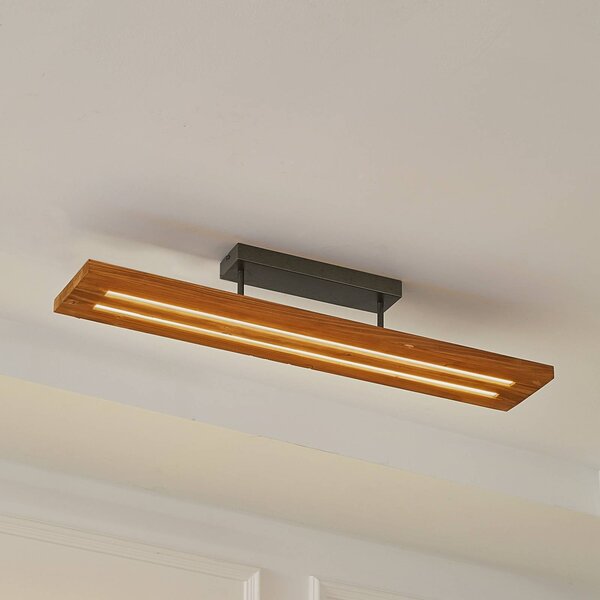 Lampa sufitowa Nesaja Lindby, możliwość ściemniania, jasne drewno, salon / jadalnia, drewno, dworkowy / rustykalny