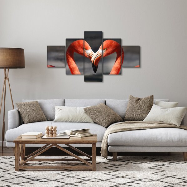 Obraz dwóch zakochanych flamingów (125x70 cm)