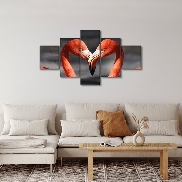 Obraz dwóch zakochanych flamingów (125x70 cm)