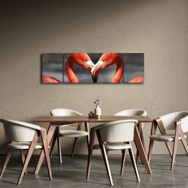Obraz dwóch zakochanych flamingów (170x50 cm)