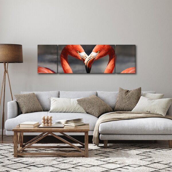 Obraz dwóch zakochanych flamingów (170x50 cm)