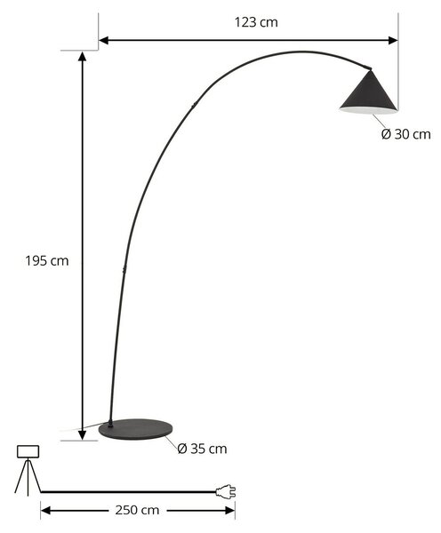 Lampa stojąca Triangolo Lindby, czarny, salon / jadalnia, metal, nowoczesny
