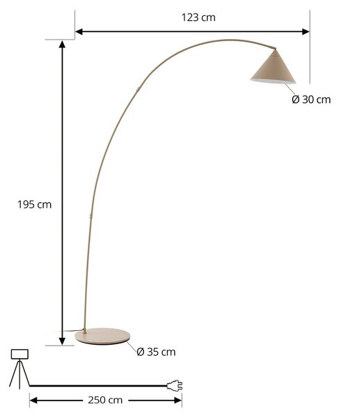 Lampa stojąca Triangolo Lindby, kremowy / amber, salon / jadalnia, metal, nowoczesny