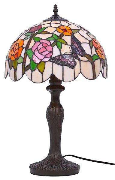 Witrażowa lampa stołowa z motywem kwiatów - 6X A656 E9-G87
