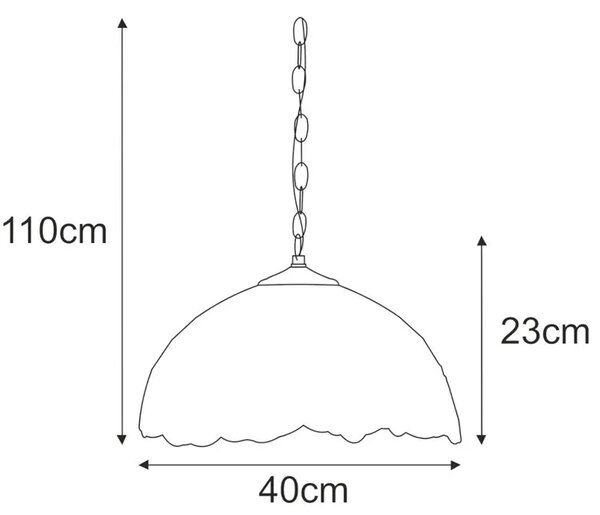 Lampa wisząca witrażowa z dekoracyjnym kloszem - A655 S8-P31