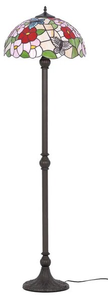 Kolorowa lampa stojąca z witrażowym kwiatowym kloszem - 27X A666 H6-W14
