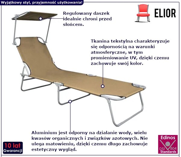 Leżak ogrodowy z zadaszeniem taupe M0-K24