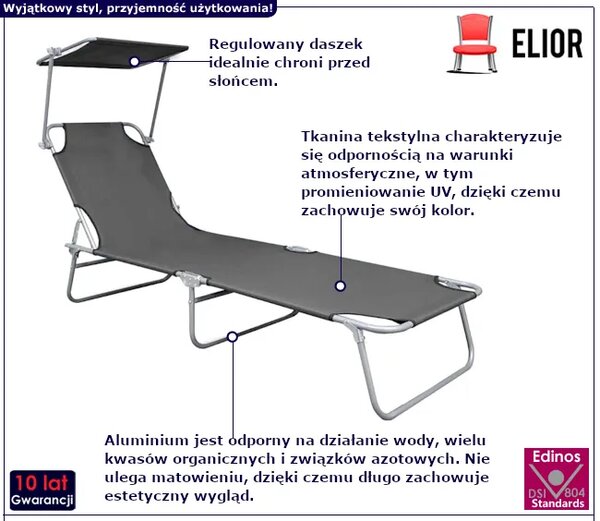 Składany leżak ogrodowy szary K9-T83