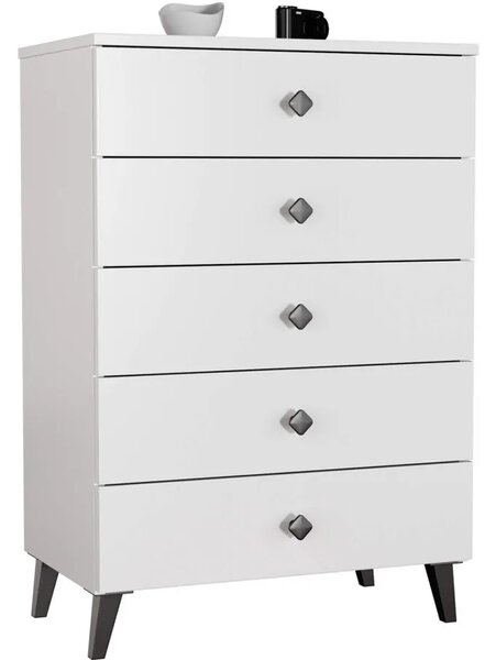 Biała Komoda Z Szufladami Na Nóżkach P2-S52