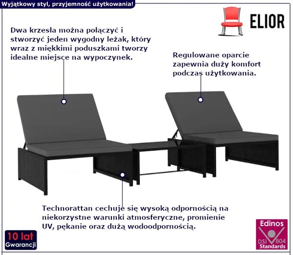 Czarny zestaw wypoczynkowy do ogrodu P7-P29