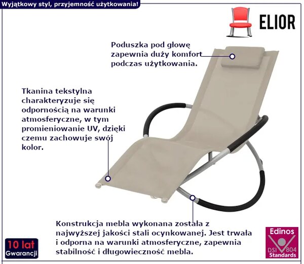 Kremowy nowoczesny leżak ogrodowy F4-S80