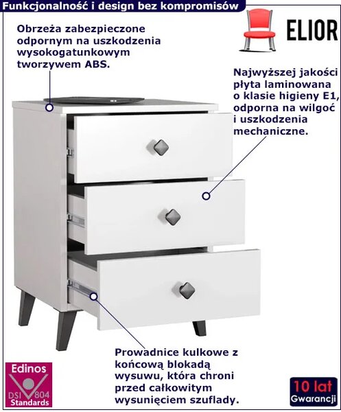 Biała nowoczesna komoda z szufladami P3-S30