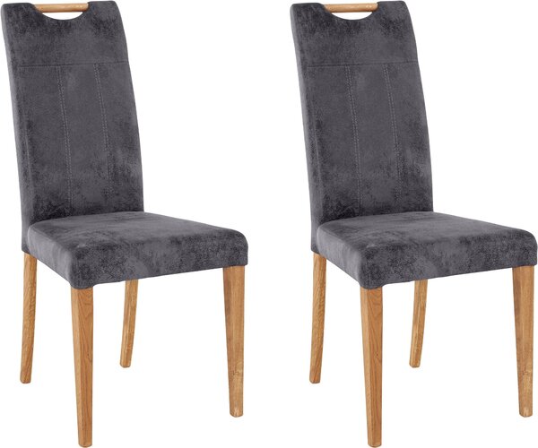 Wytrzymałe krzesła z dębowymi nogami, szare - 2 sztuki