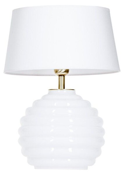Biała lampa stołowa Antibes - szklana, biały abażur