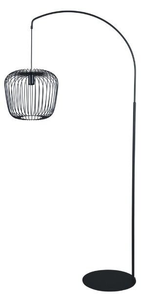 Skandynawska lampa podłogowa Fineus - czarny, ażurowy klosz