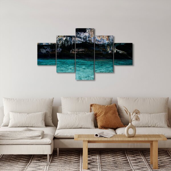 Obraz wody i skał (125x70 cm)